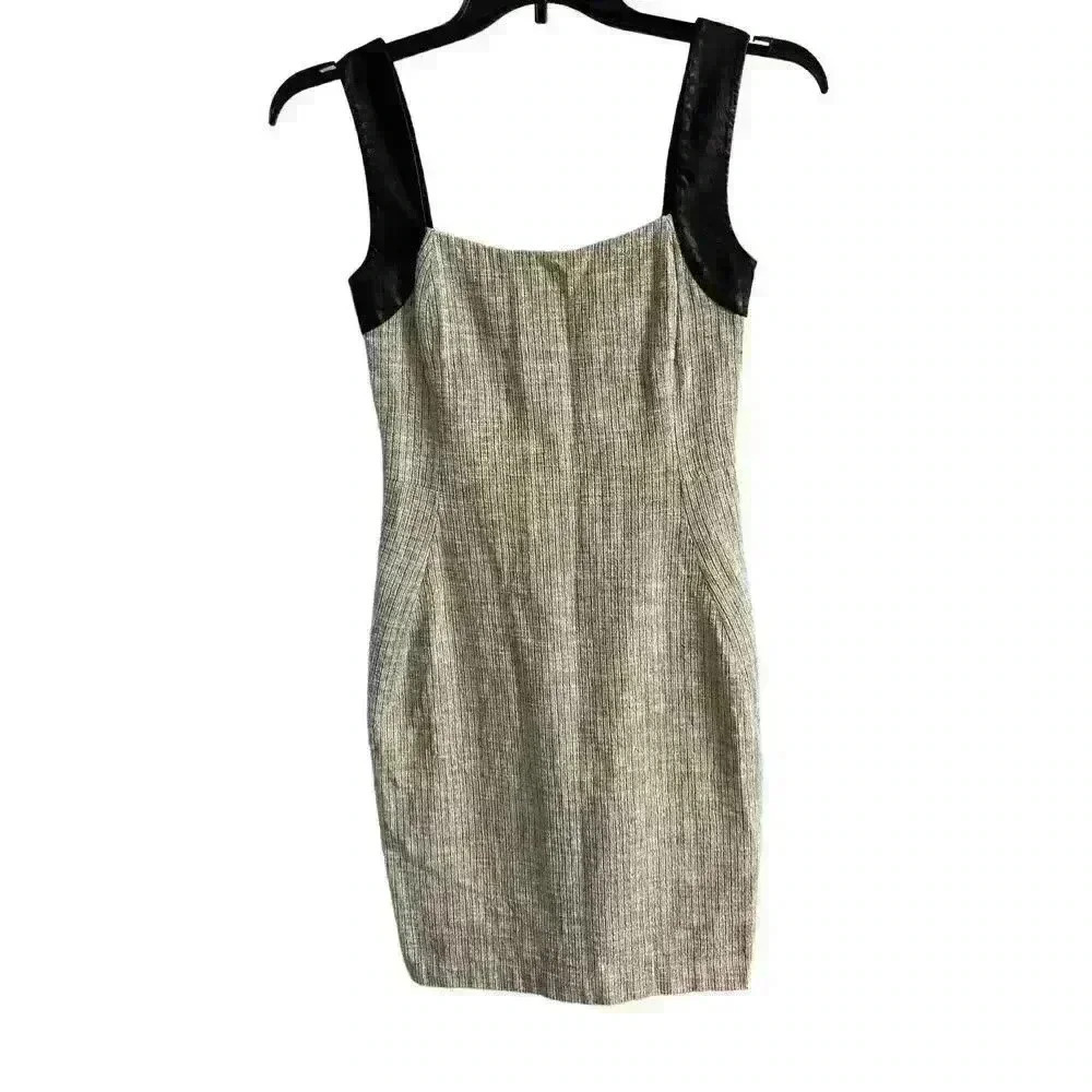 L'AGENCE Lamb Skin Mini Dress Beige Metallic Size 4